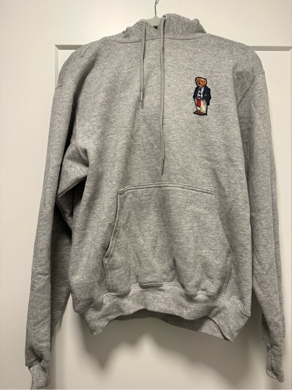 Polo Bear Embroidered Gray Hoodie Sweatshirt